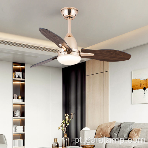 Ventilador de teto de madeira sólida com luz